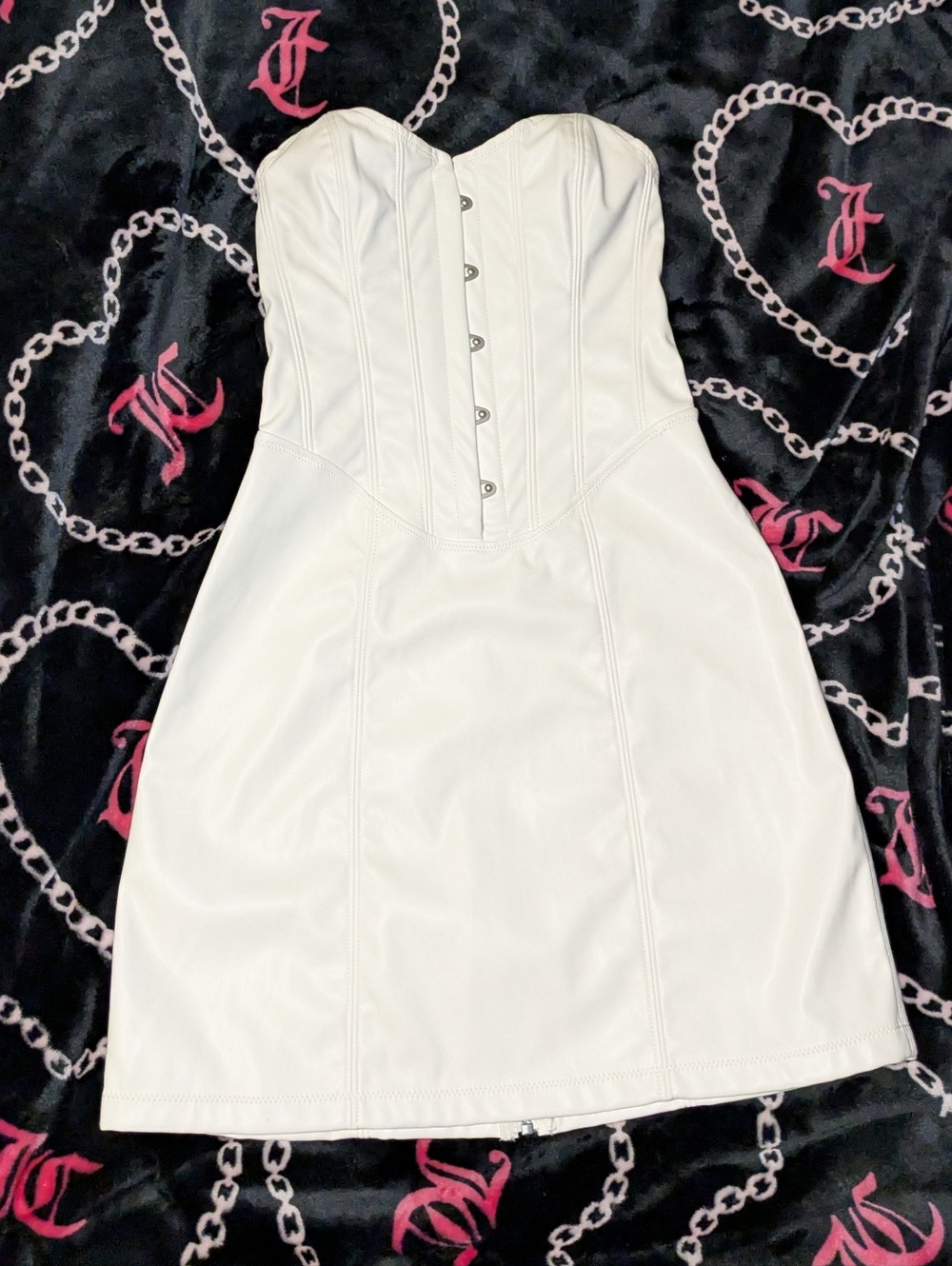 Urban Outfitters Carmen White Strapless Faux-Leather Corset Dress